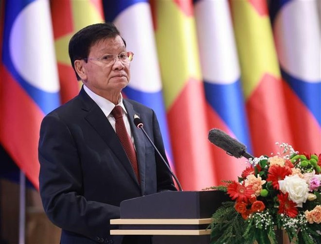 Le secrétaire général du Parti populaire révolutionnaire du Laos (PPRL) et président lao, Thongloun Sisoulith. Photo: VNA