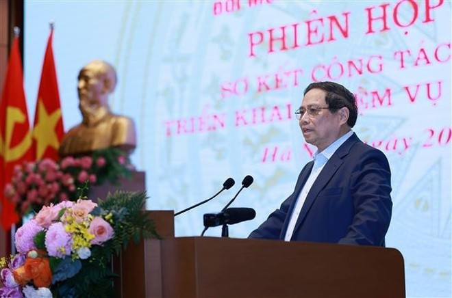 Le Premier ministre Pham Minh Chinh lors de la réunion. Photo : VNA. Le Premier ministre Pham Minh Chinh lors de la réunion. Photo : VNA.