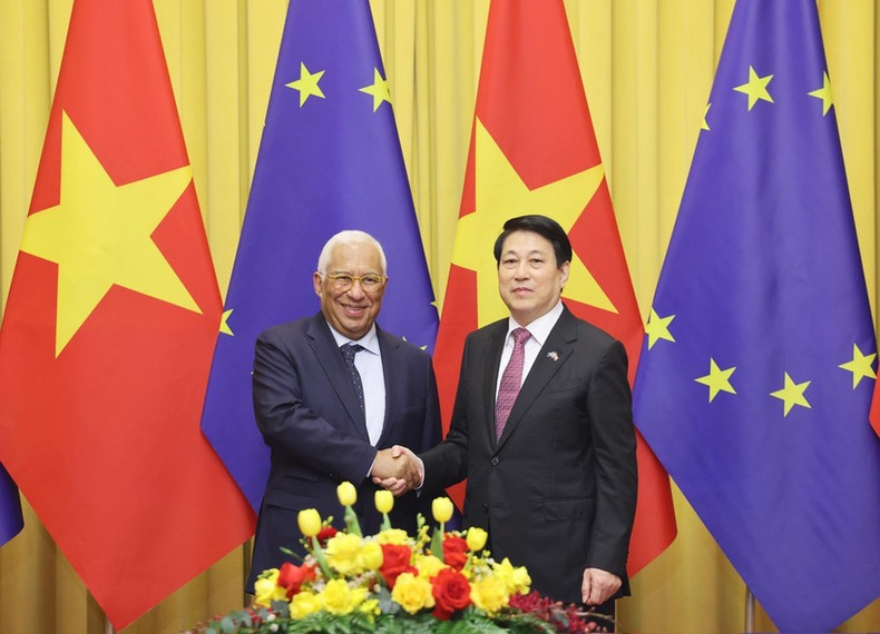 Le président Luong Cuong (droite) et le président du Conseil européen, António Costa. Photo : VNA