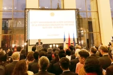 L’ambassadeur du Vietnam en France, Nguyên Ngoc Son, prend la parole lors de la réception. Photo: NDEL.