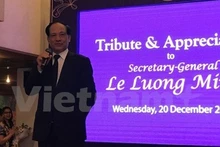 Le secrétaire général de l’ASEAN, Lê Luong Minh, lors de la cérémonie d’adieu à Jakarta, le 20 décembre. Photo : VNA/CVN.