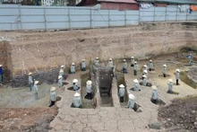 Le vestige du culte du Ciel et de la Terre de la dynastie des Ly (1010-1225) dans le secteur central de l’ancienne cité impériale de Thang Long. Photo: VNA.