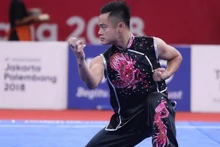 Pham Quôc Khanh a obtenu la deuxième médaille d’argent du pays en nanquan et nangun chez les hommes avec 9,71 points. Photo: VNA.
