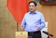 Le Premier ministre Pham Minh Chinh lors de la séance thématique du gouvernement, à Hanoi, le 24 août. Photo : VNA.