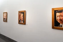 Les portraits du Secrétaire général du PCC et Président Xi Jinping; du Président américain Donald Trump; du Président russe Vladimir Putine et de la Présidente chilienne Michelle Bachelet Jeria. Photo : hanoimoi.com.vn.