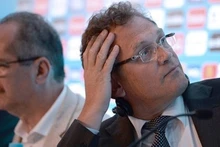  Le secrétaire général de la FIFA, Jérôme Valcke, lors d'une conférence de presse, le 25 avril à Rio de Janeiro. Photo : AFP/VNA/CVN