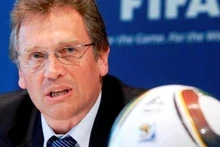 Le secrétaire général de la FIFA, Jérôme Valcke, lors d'une conférence de presse le 21 février à Florianopolis (Sud du Brésil). Photo: TopNews.
