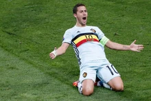 Hazard délivre la Belgique en huitième. Photo: Reuters.