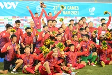 L’équipe du Vietnam U23 a remporté la médaille d’or dans le football masculin aux SEA Games 31. Photo : VOV,
