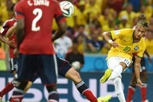 Le Brésilien Neymar, lors du quart de finale du Mondial contre la Colombie, le 4 juillet à Fortaleza. Photo: CVN.
