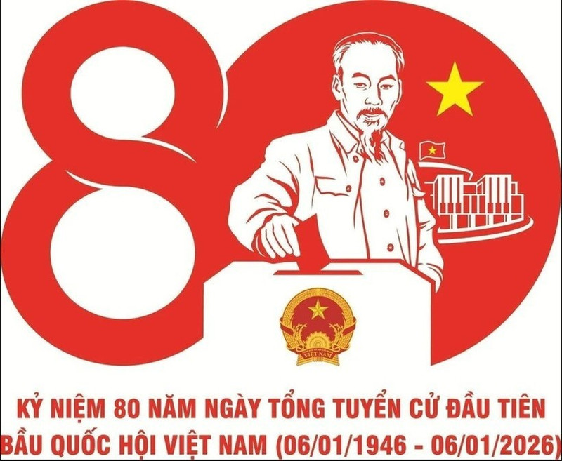 Logo commémoratif pour les 80 ans des premières élections législatives au Vietnam. Photo : VNA.
