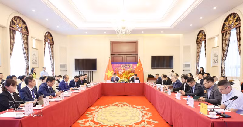 Des délégués participent au Programme de coopération et d’échanges sur l’industrie verte Vietnam-Chine. Photo : VNA.
