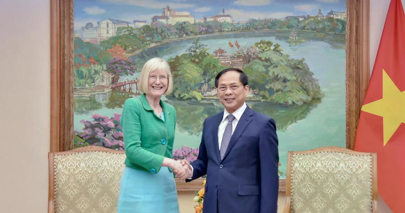 Le vice-Premier ministre et ministre des Affaires étrangères du Vietnam, Bui Thanh Son, et l’ambassadrice d’Australie, Gillian Bird. Photo : VNA.