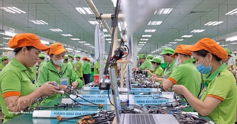Chaîne d’assemblage des produits après transformation dans l’usine de Bandai Vietnam. Photo : VNA.