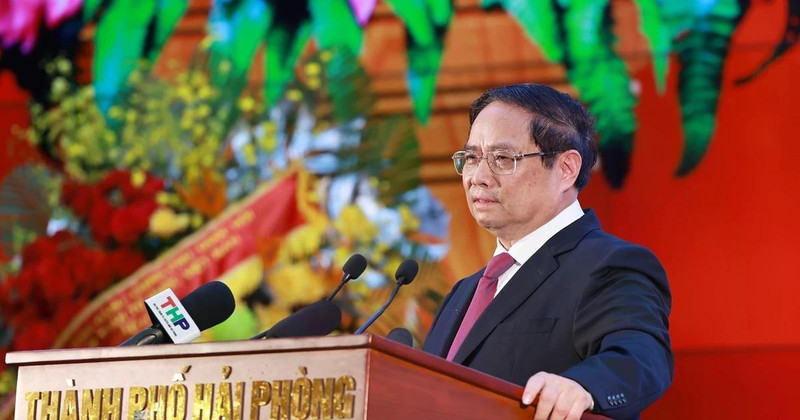 Le Premier ministre vietnamien Pham Minh Chinh s'exprime lors de la cérémonie. Photo : VNA.