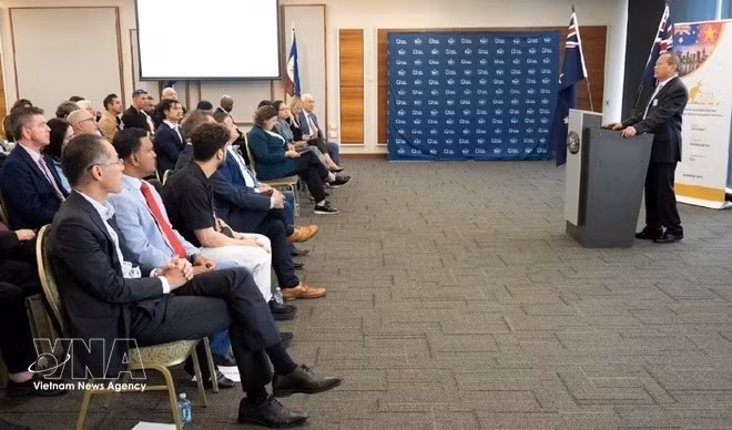Le président de la NAVCCI, Ky Cao, s'exprime lors de la cérémonie. Photo : VNA.