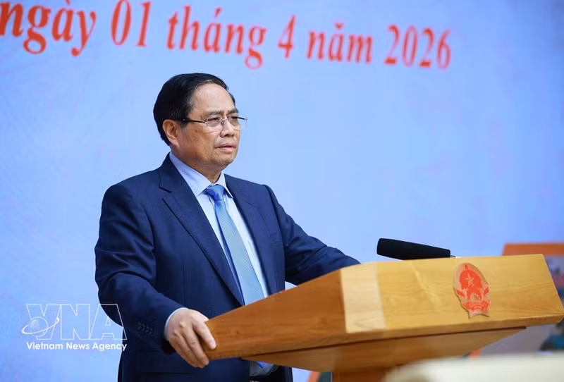 Le Premier ministre Pham Minh Chinh lors de la conférence. Photo : VNA.