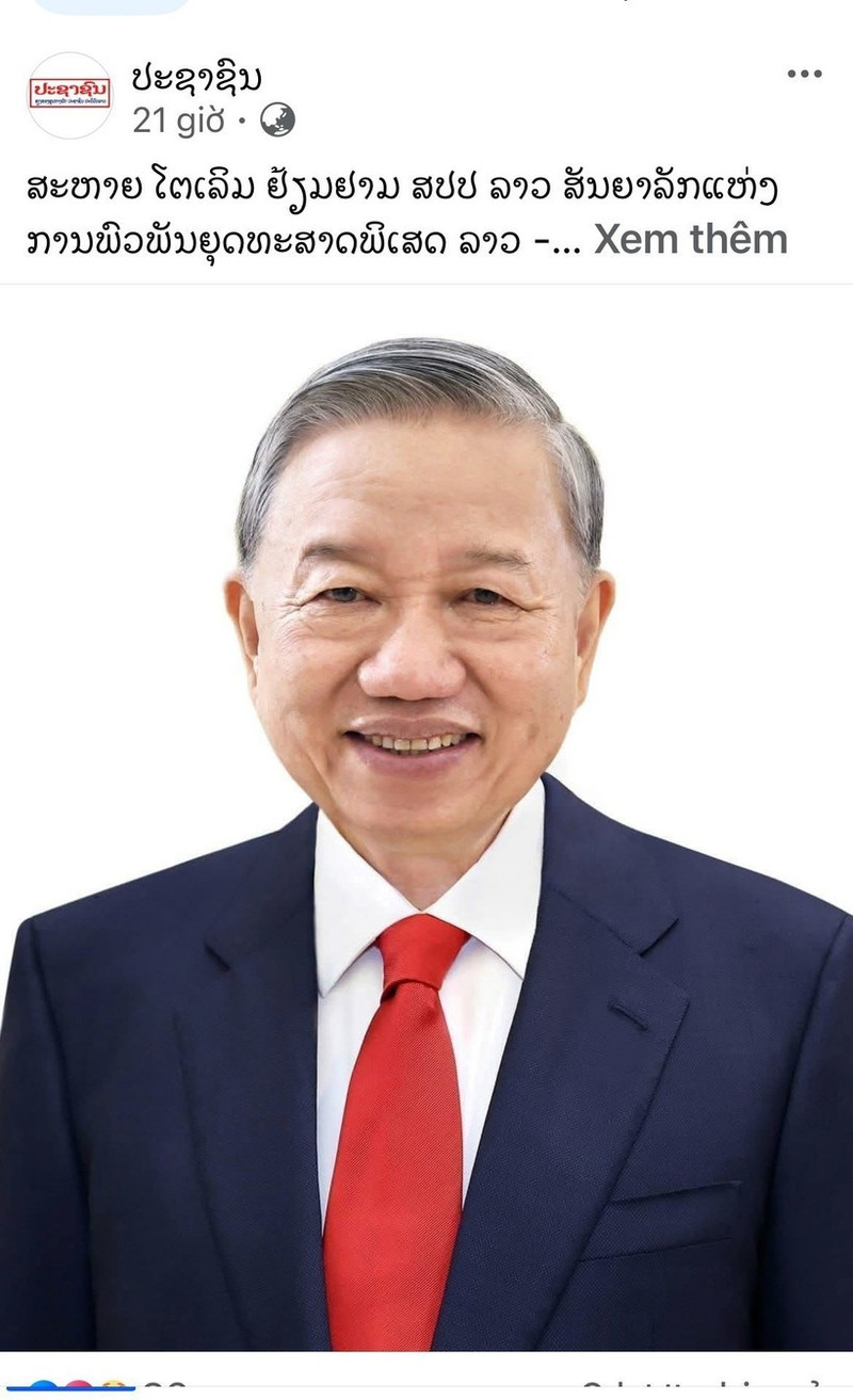 Photo du secrétaire général To Lam sur l'article sur le journal Pasaxon. Photo : capture de l'écran.