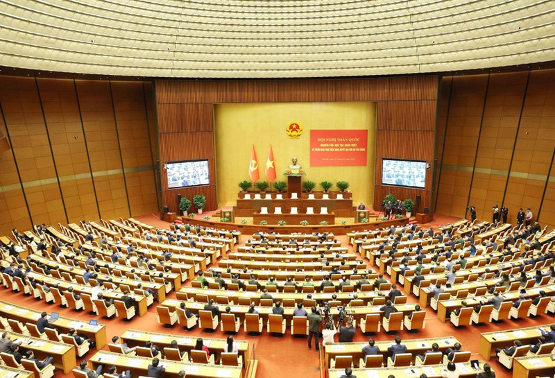 Vue de la Conférence nationale consacrée à l’étude et à la mise en œuvre de la Résolution du XIVe Congrès national du Parti, à Hanoi, le 7 février. Photo : VNA.