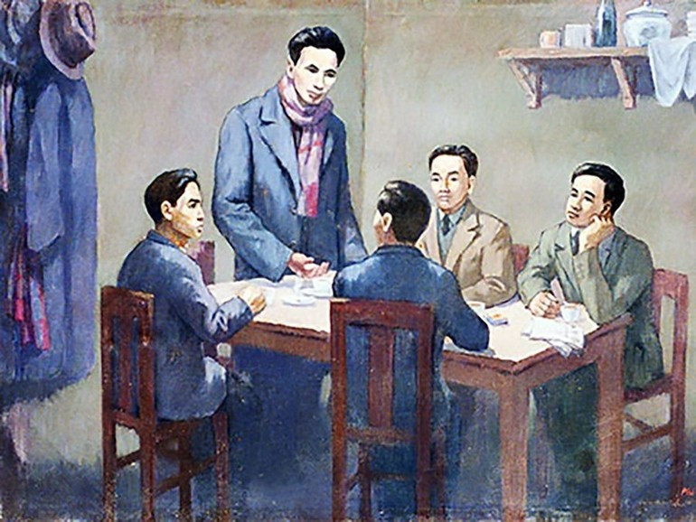 Congrès de fondation du Parti communiste du Vietnam, 3 février 1930. Photographie d’une reproduction de la peinture de l’artiste Phi Hoanh, Musée national d’Histoire) image-4-6965.jpg