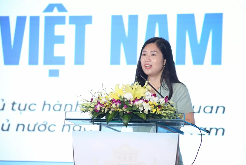 Trinh Thi Mai Phuong, cheffe adjointe du Département des affaires extérieures et de la diplomatie culturelle s'exprime lors de l’atelier. Photo : Baoquocte. img-091420250606111319.png