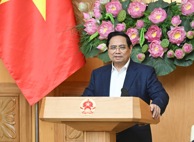 Le Premier ministre Pham Minh Chinh prononce un discours d’orientation lors de la conférence.