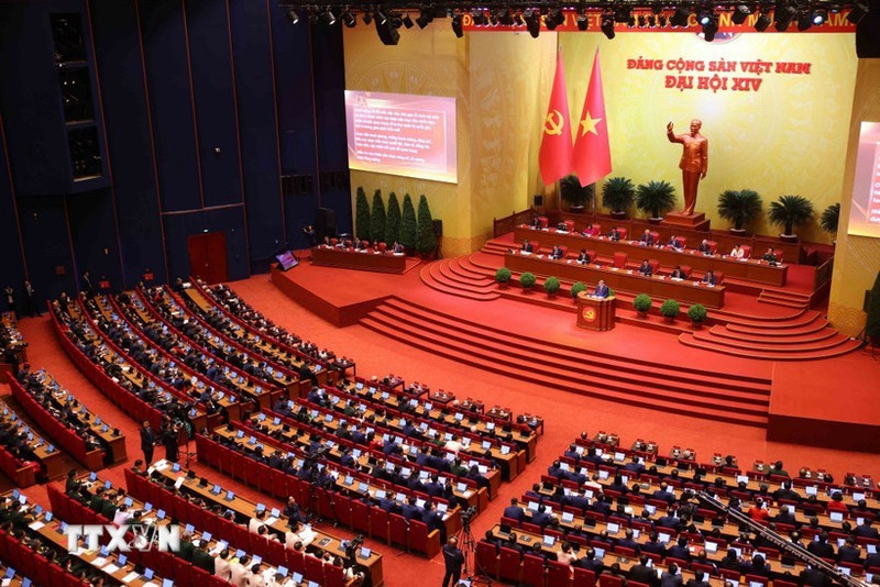 La séance d'ouverture du 14e Congrès national du Parti communiste du Vietnam. Photo : VNA.