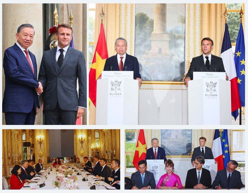Le Vietnam et la France ont établi un partenariat stratégique global à l’occasion de la visite du secrétaire général Tô Lâm à Paris du 3 à 7 octobre 2024. Photo : VNA/CVN.