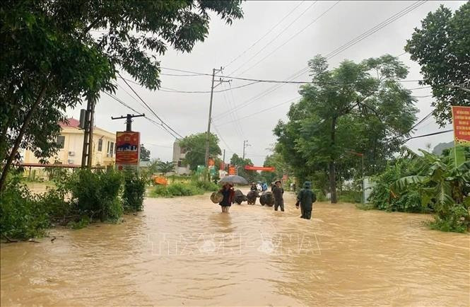 La commune de Van Nham, province de Lang Son, est inondée en raison de la circulation de la tempête Matmo. Photo : VNA.