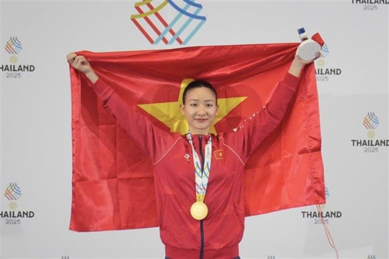 La Vietnamienne Hoàng Thi My Tâm a décroché une médaille d'or dans la catégorie des moins de 61 kg. Photo : VNA/CVN.