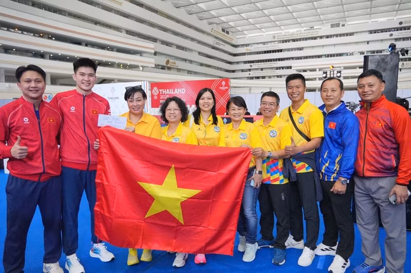 L'équipe nationale de karaté. Photo : VNA.