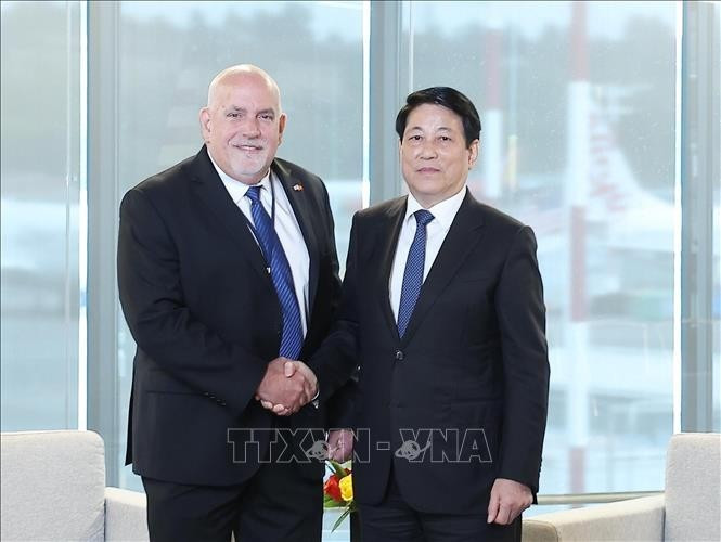Le président de la République, Luong Cuong (à droite), et Ron Vachris, président-directeur général du groupe Costco.