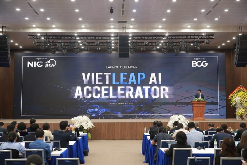 Lancement du programme d’accélération des startups en IA au Vietnam – VietLeap AI Accelerator, à Hanoi, le 2 octobre. Photo : NIC