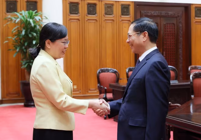 Le vice-Premier ministre Bui Thanh Son et Zhang Guozhi, vice-gouverneure du Guangdong. Photo : VNA.