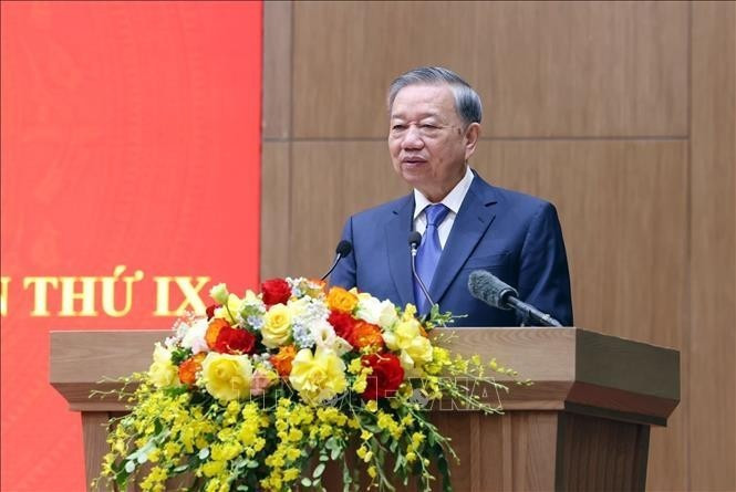 Le secrétaire général du Parti, To Lam, s'exprime lors de l'événement, à Hanoi, le 4 août. Photo : VNA.
