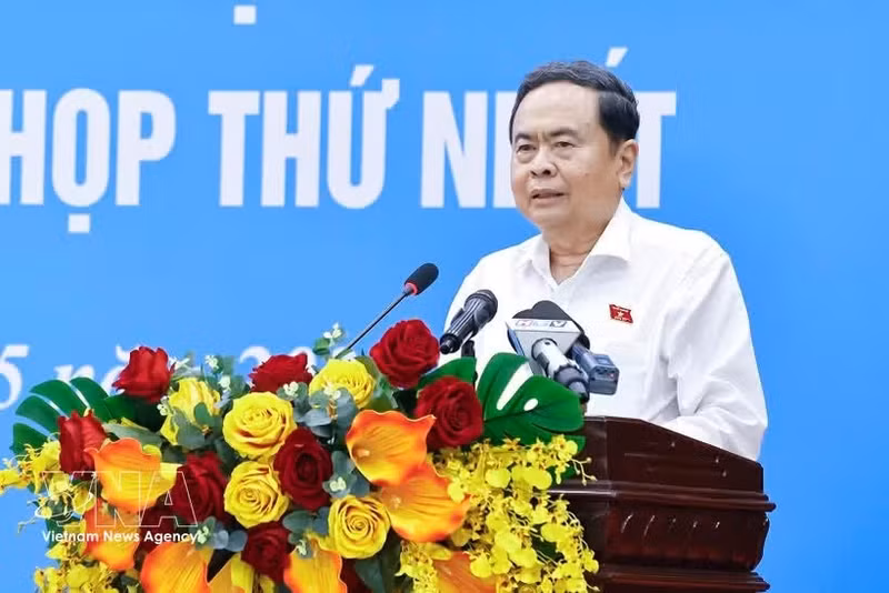 Le président de l’Assemblée nationale Tran Thanh Man à la rencontre des électeurs à Ho Chi Minh-Ville. Photo : VNA.