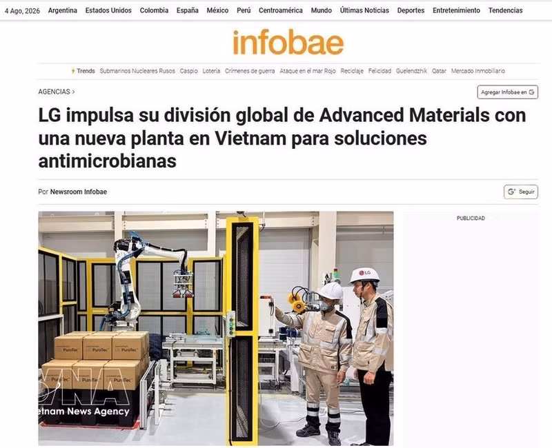 Le quotidien Infobae, l’un des principaux journaux d’Argentine. Photo : Capture d’écran.
