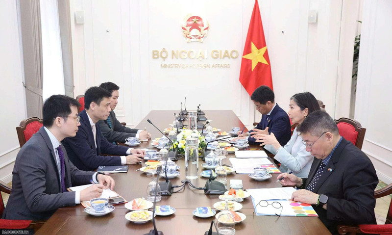 Le vice-ministre Dang Hoang Giang travaille avec la Coordonnatrice résidente des Nations Unies au Vietnam, Pauline Tamesis