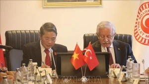 Le vice-président de l’AN Nguyên Duc Hai et le vice-président de la Grande Assemblée nationale de Turquie, Celal Adan. Photo: VNA.
