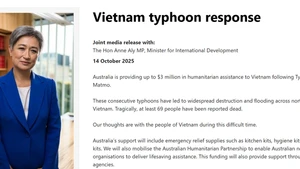 Dans un communiqué publié le 14 octobre, le ministère australien des Affaires étrangères a exprimé ses condoléances aux victimes des tempêtes Bualoi (n°10) et Matmo (n°11) au Vietnam. Photo: VNA