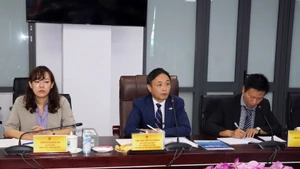 Okabe Mitsutoshi (au centre), représentant en chef du bureau du JETRO à Ho Chi Minh-Ville, prend la parole lors de la réunion. Photo : VNA