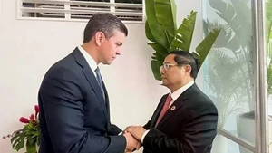 Dans l'après-midi du 19 novembre 2024, lors de sa participation au sommet du G20 à Rio de Janeiro (Brésil), le Premier ministre Pham Minh Chinh a rencontré le président paraguayen Santiago Pena. Photo : VNA.
