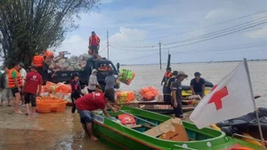 Le Comité central de la Croix-Rouge vietnamienne lance une opération de secours d’urgence pour venir en aide aux populations touchées par les inondations qui ont dévasté six provinces du Centre. Photo : NDEL.