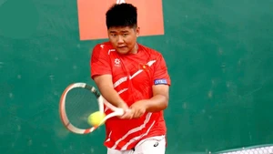 Lê Tiên Anh en action lors des Roland-Garros Junior Series by Renault 2025 au Japon en octobre. Photo : VTF.