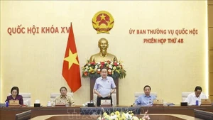 Le président de l'AN Trân Thanh Mân prend la parole lors de la 48ᵉ réunion du Comité permanent de l'Assemblée nationale. Photo: VNA