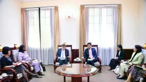 Lors de la réception. Photo : baoquocte.vn