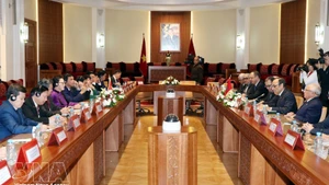 La présidente de l'Assemblée nationale, Nguyen Thi Kim Ngan, s'est entretenue avec le président de la Chambre marocaine, Habib El Malki, lors de sa visite officielle au Royaume du Maroc en 2019. Photo : VNA.
