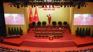 Lors de XIVe Congrès national du Parti communiste du Vietnam. Photo : VNA.