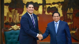 Le Premier ministre Pham Minh Chinh (droite) et l’ambassadeur de Suède au Vietnam, Johan Ndisi. Photo : VOV