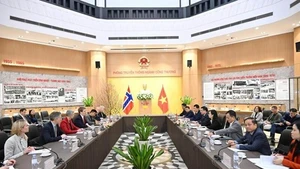 Séance de travail entre le ministre par intérim de l'Industrie et du Commerce, Le Manh Hung, et Åsmund Aukrust, ministre norvégien du Développement international. Photo : baodanang.vn